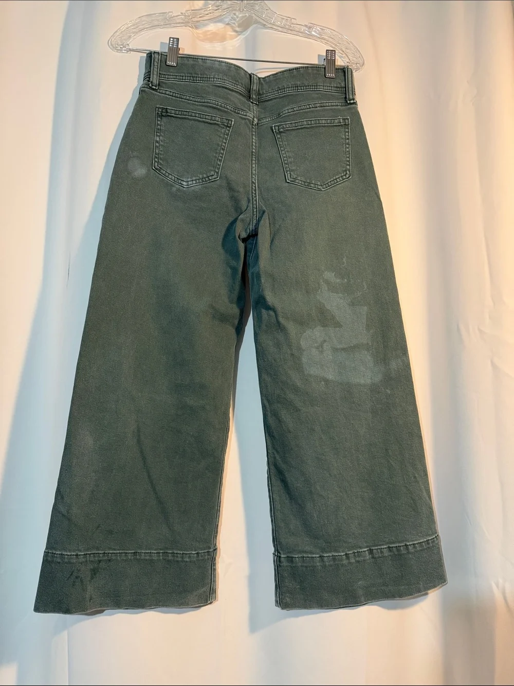 GAP Wide-Leg High-Rise Jeans in Olive Green B4